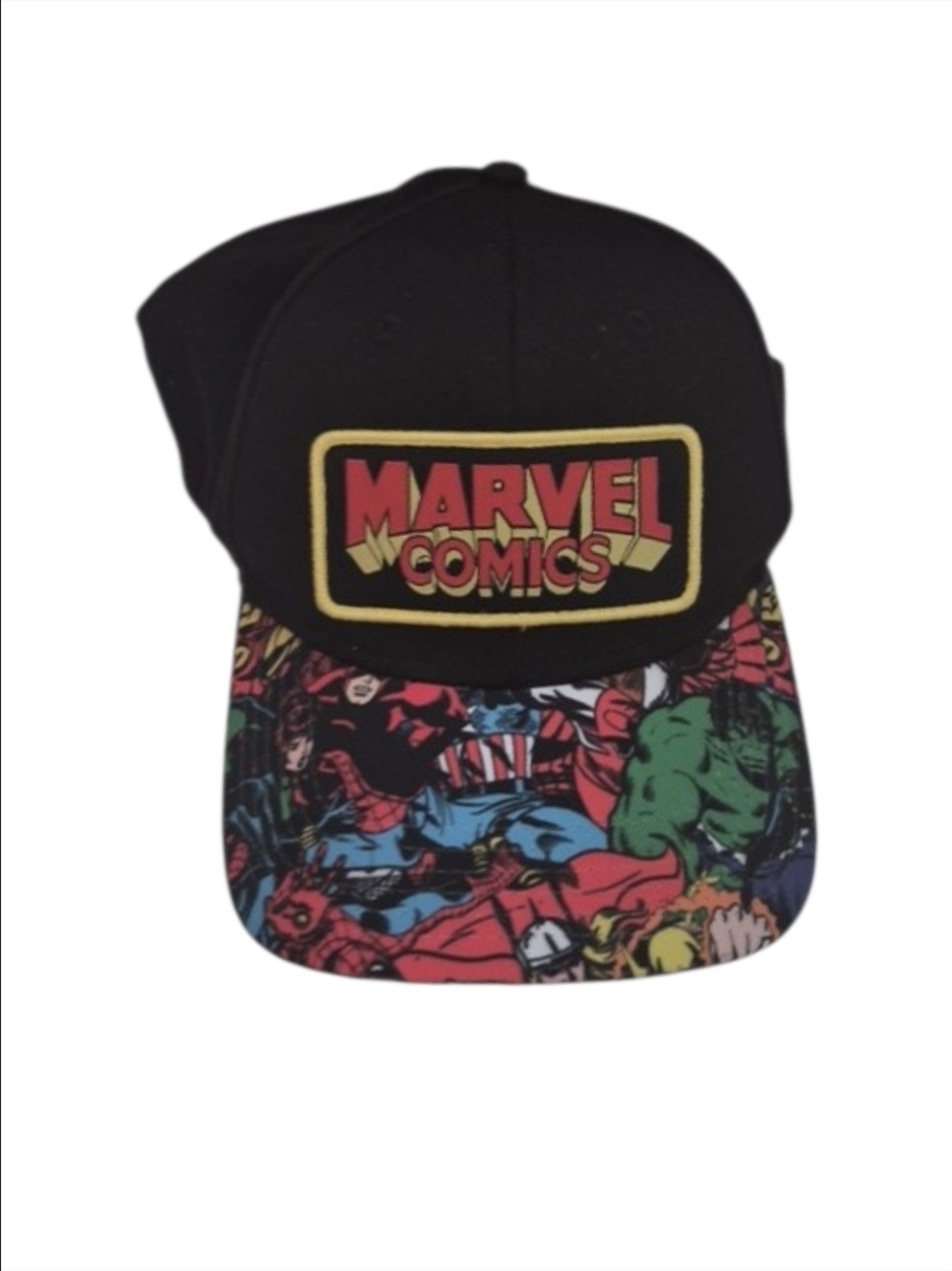 Marvel Black Snapback Hat with Multicolor Comic